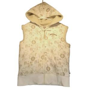 Oxygen Activewear Women's White  Sleeveless Plush Trim Hoodie Size Large